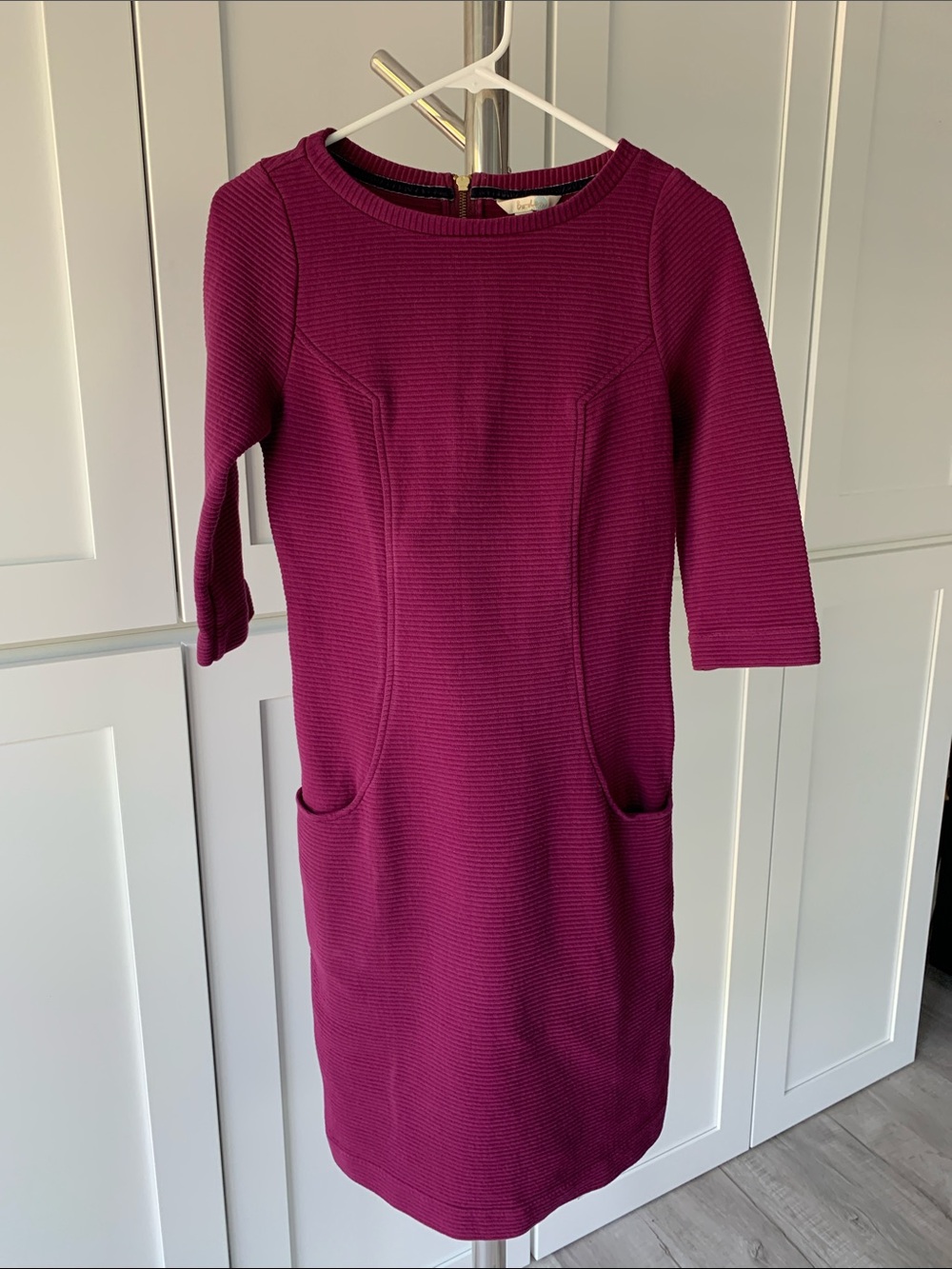 Boden Berry Ribbed Ottoman Midi Dress, Size 4 Long.
